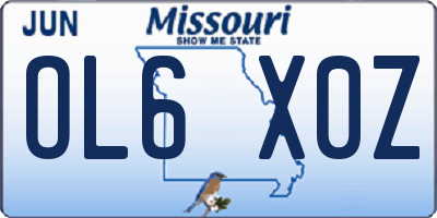 MO license plate OL6X0Z