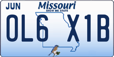 MO license plate OL6X1B