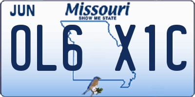 MO license plate OL6X1C