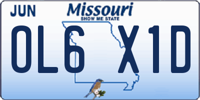 MO license plate OL6X1D