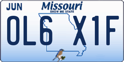 MO license plate OL6X1F