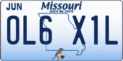 MO license plate OL6X1L