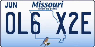 MO license plate OL6X2E