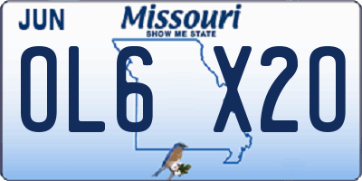 MO license plate OL6X2O