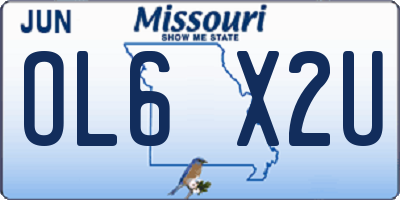 MO license plate OL6X2U