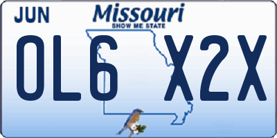 MO license plate OL6X2X