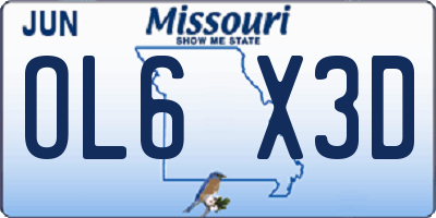 MO license plate OL6X3D