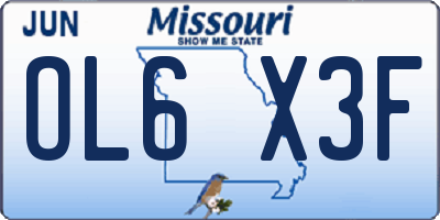 MO license plate OL6X3F