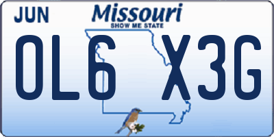 MO license plate OL6X3G