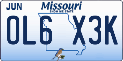 MO license plate OL6X3K