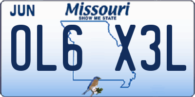 MO license plate OL6X3L
