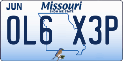 MO license plate OL6X3P