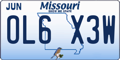 MO license plate OL6X3W