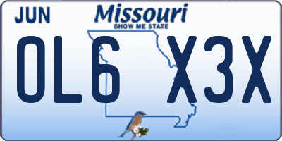 MO license plate OL6X3X