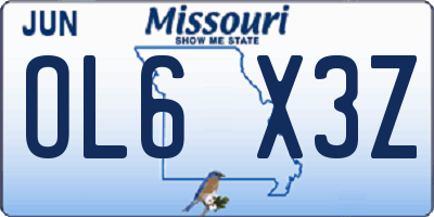 MO license plate OL6X3Z