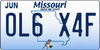 MO license plate OL6X4F