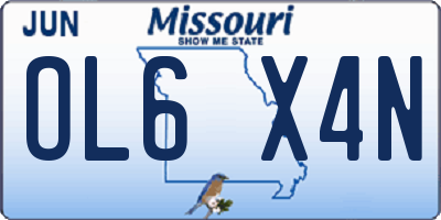 MO license plate OL6X4N