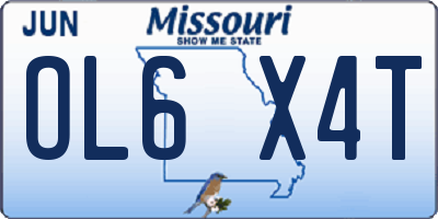 MO license plate OL6X4T