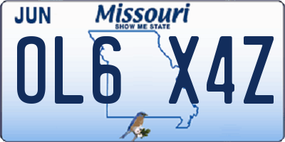 MO license plate OL6X4Z