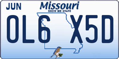 MO license plate OL6X5D