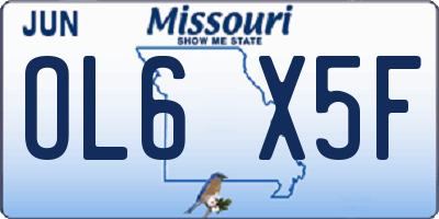 MO license plate OL6X5F