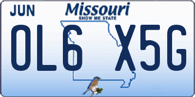 MO license plate OL6X5G
