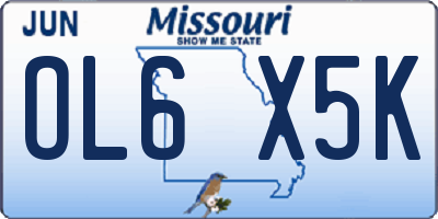 MO license plate OL6X5K