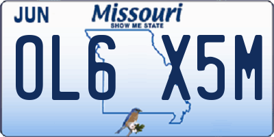 MO license plate OL6X5M