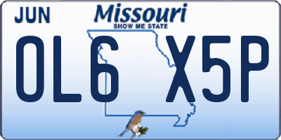 MO license plate OL6X5P