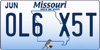 MO license plate OL6X5T