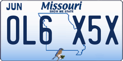 MO license plate OL6X5X