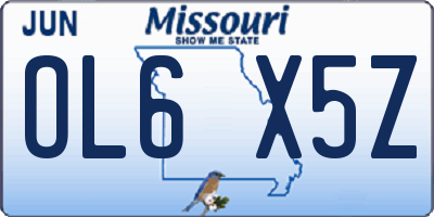 MO license plate OL6X5Z