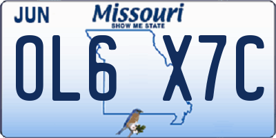 MO license plate OL6X7C