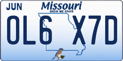 MO license plate OL6X7D