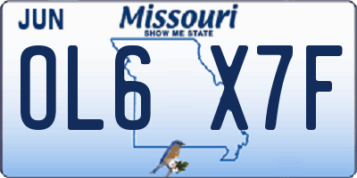 MO license plate OL6X7F