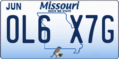 MO license plate OL6X7G