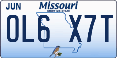 MO license plate OL6X7T