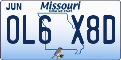 MO license plate OL6X8D