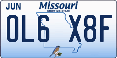 MO license plate OL6X8F