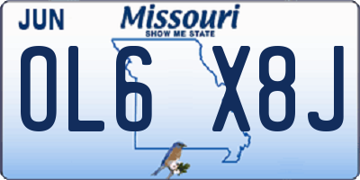 MO license plate OL6X8J