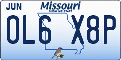 MO license plate OL6X8P
