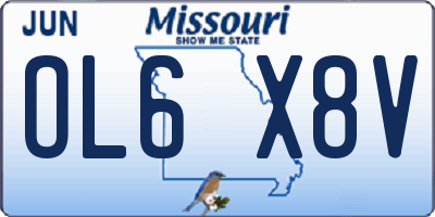 MO license plate OL6X8V