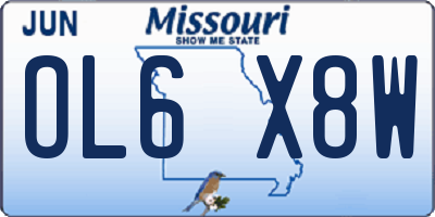 MO license plate OL6X8W