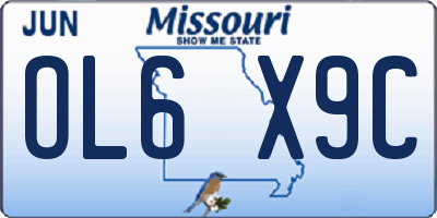 MO license plate OL6X9C