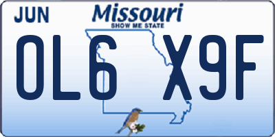 MO license plate OL6X9F