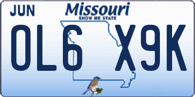MO license plate OL6X9K