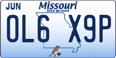 MO license plate OL6X9P