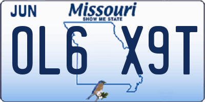 MO license plate OL6X9T