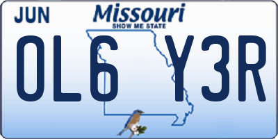 MO license plate OL6Y3R