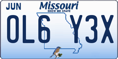 MO license plate OL6Y3X